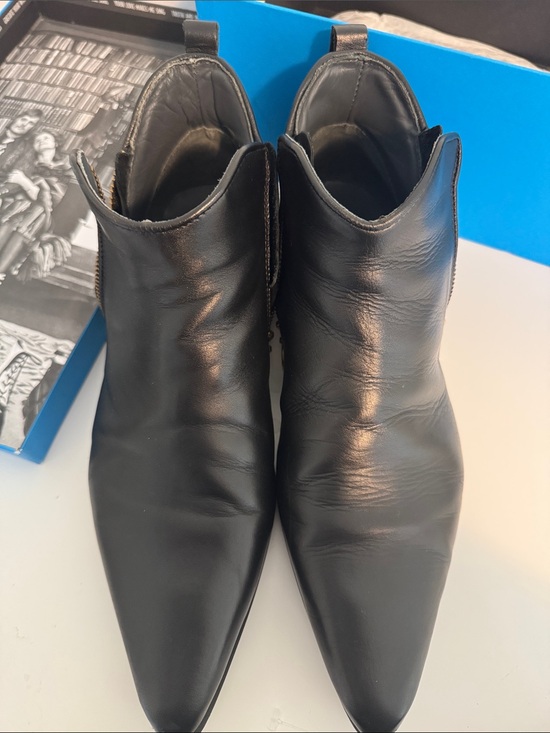 Men\'s Fluevog Smith Tokyo Double Zipper Black Leather Pointed Ankle Boots main image 4